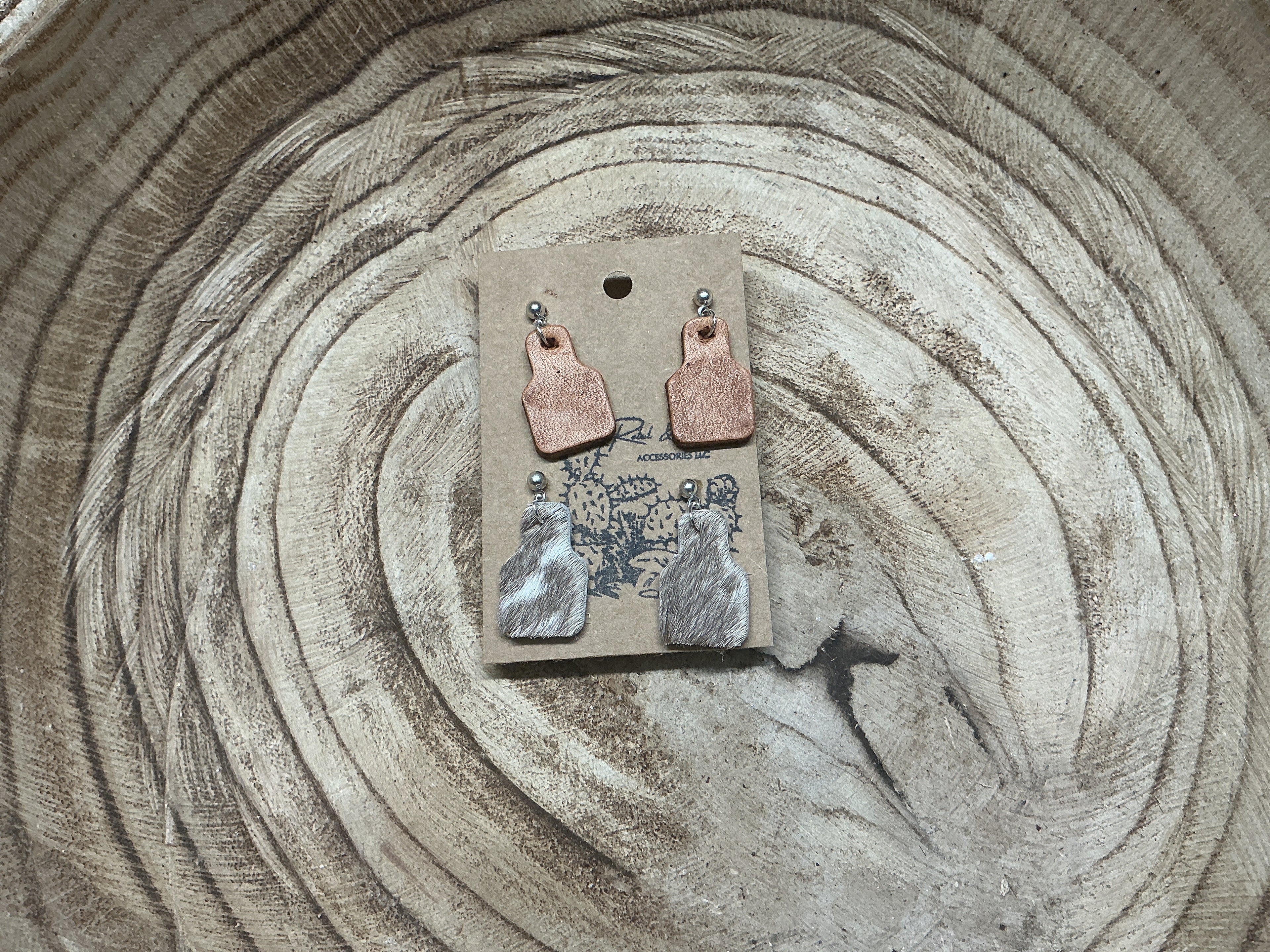 Cow tag earrings 2