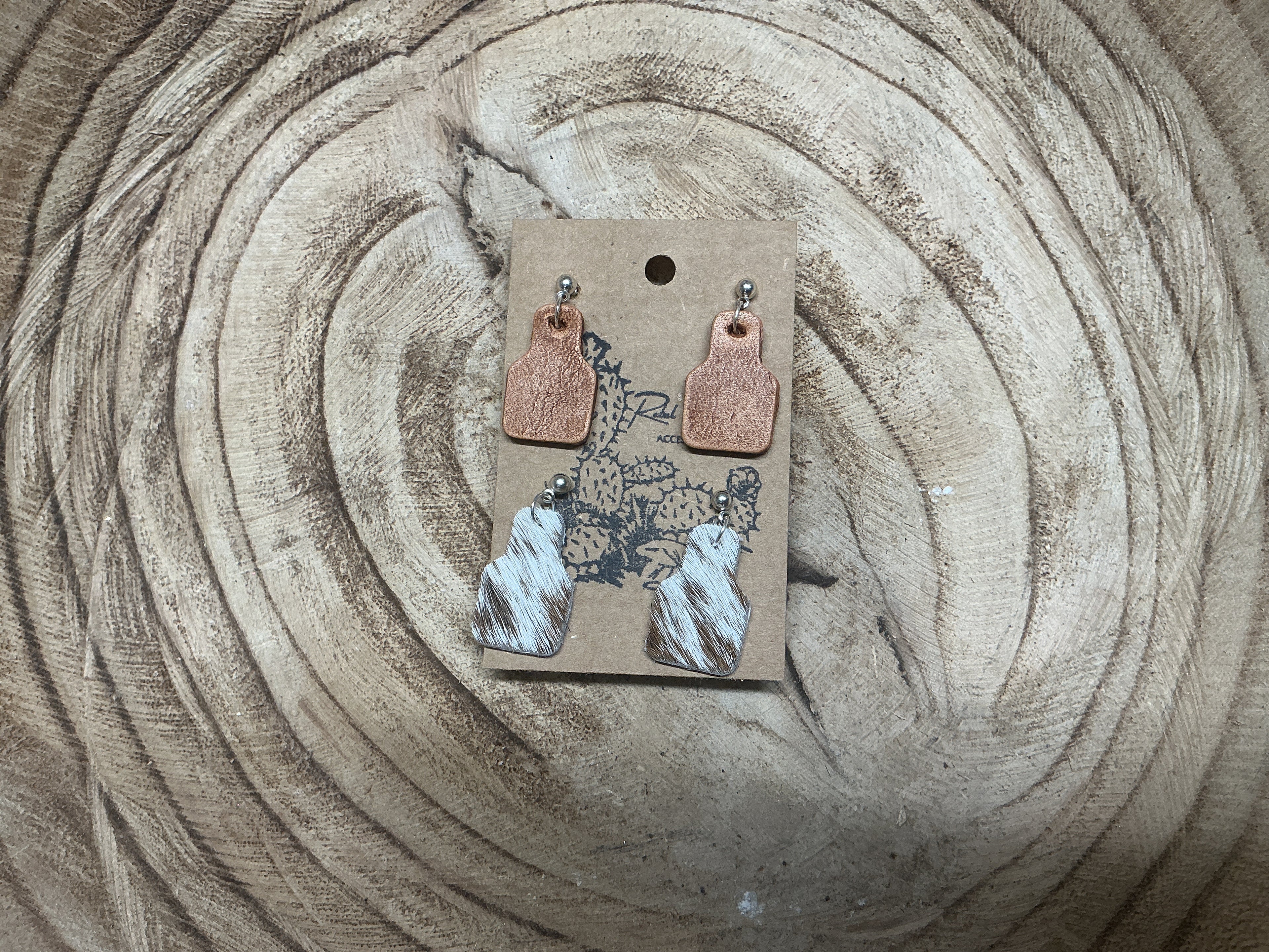 Cow tag earrings