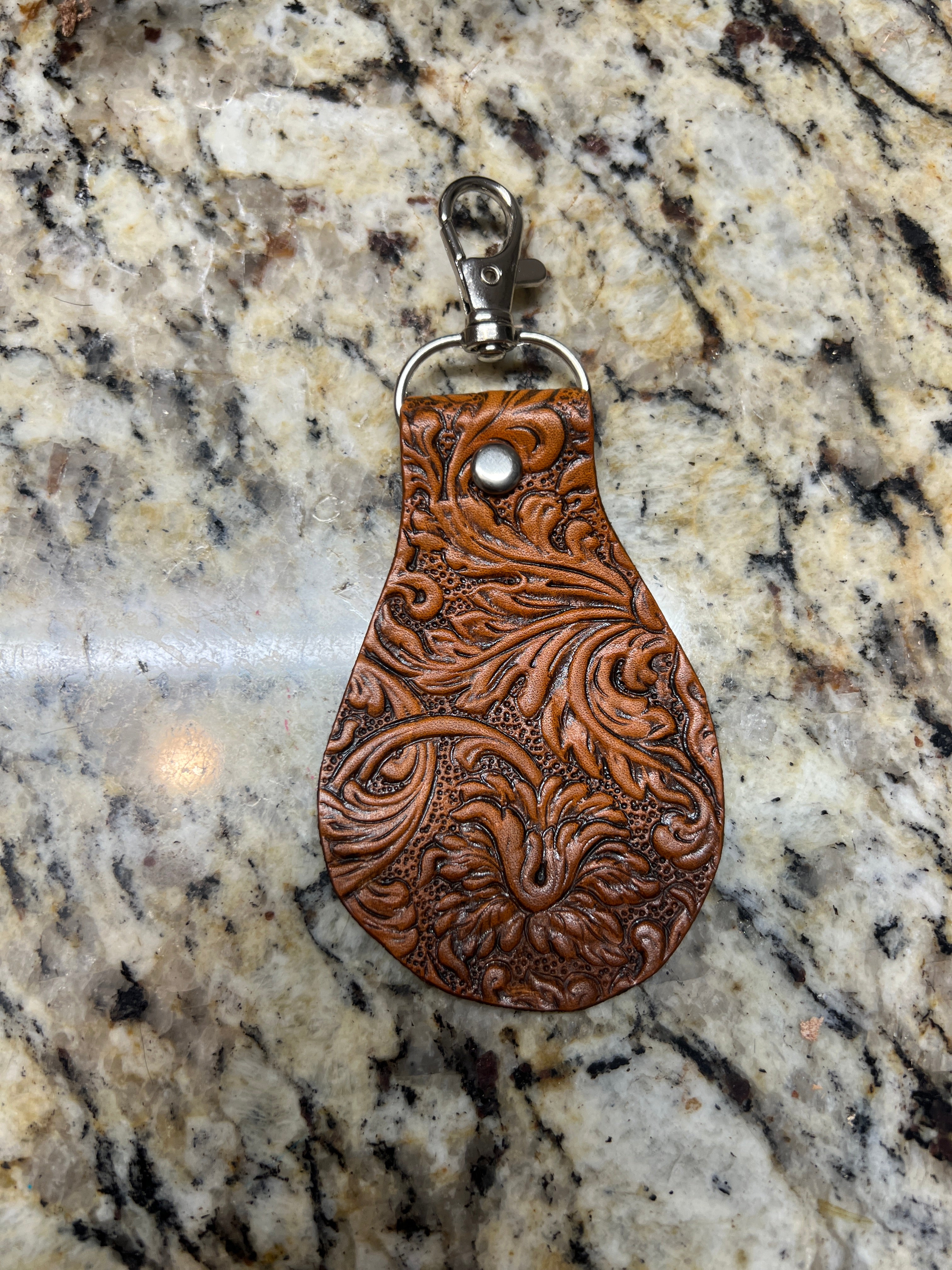 Floral leather keychain