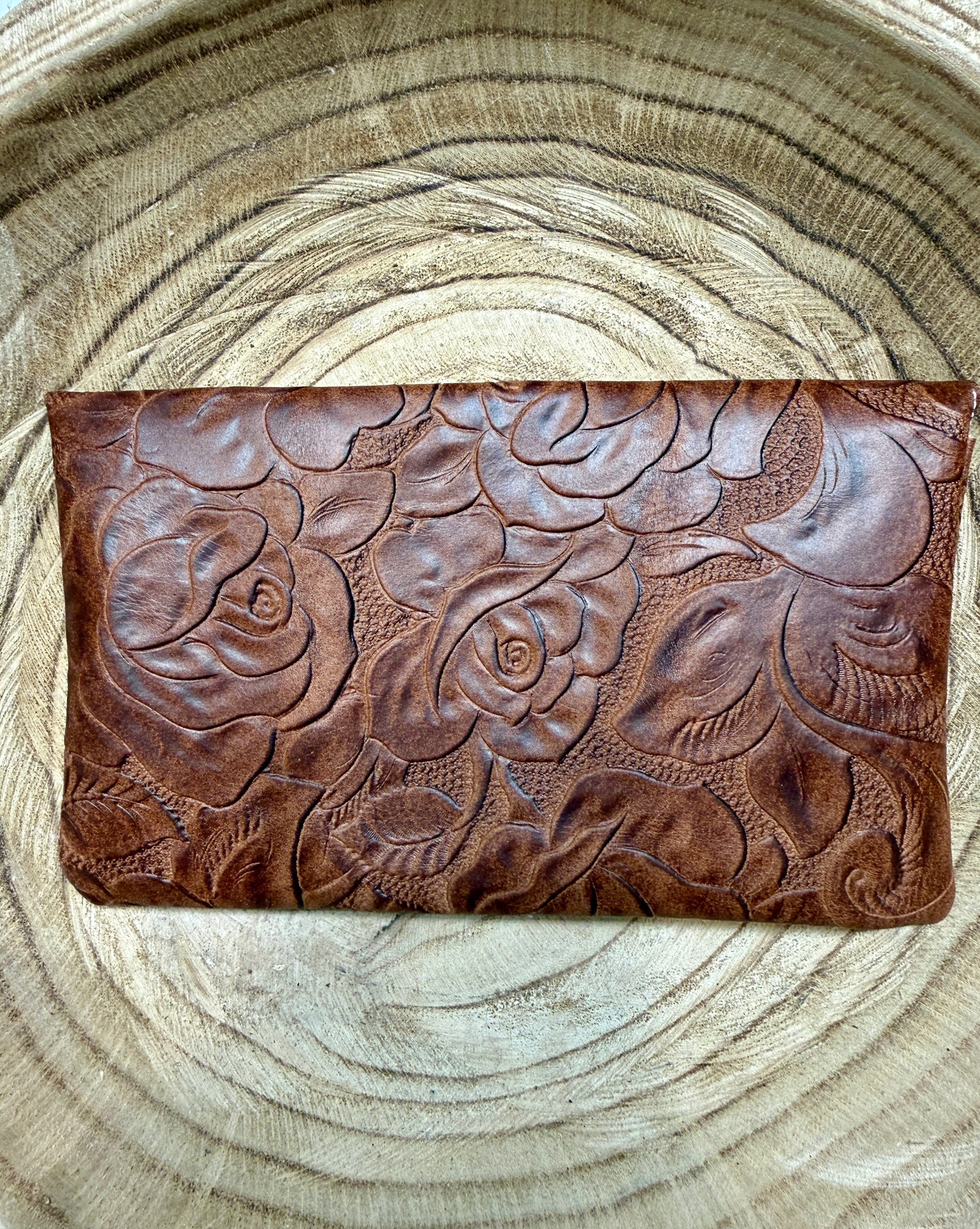 Brown Floral pouch bag