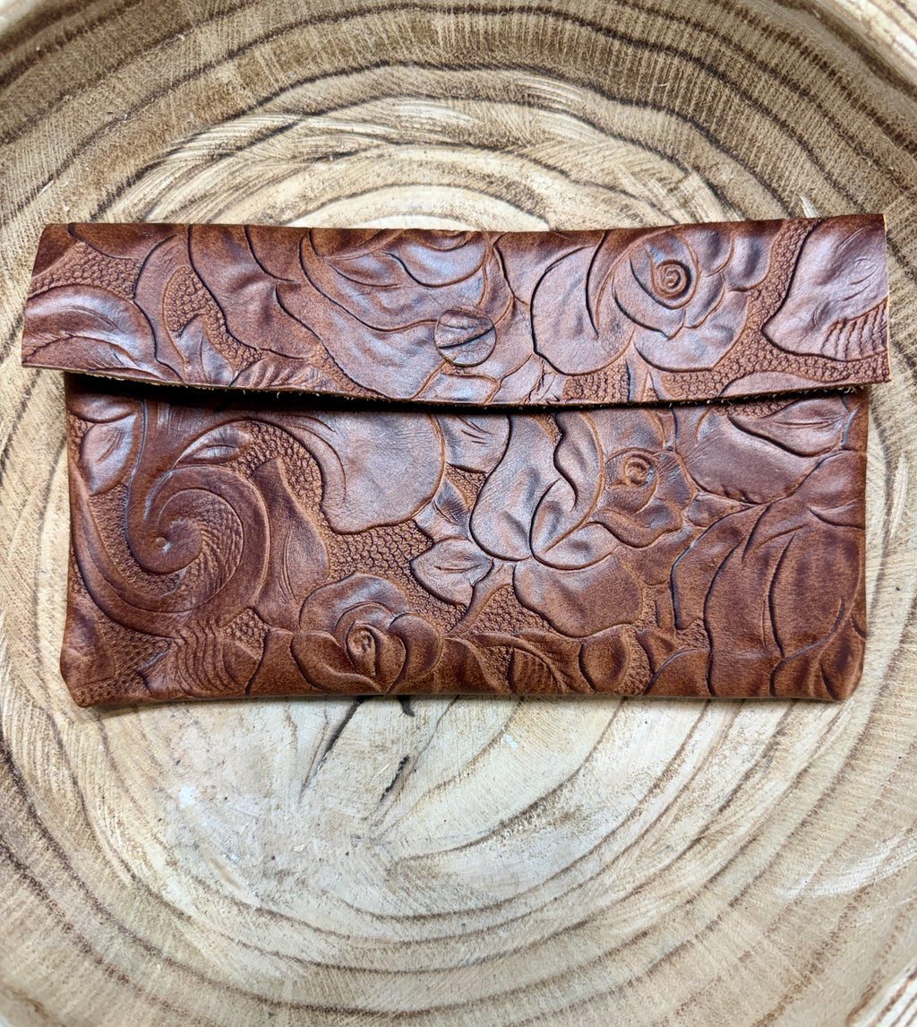 Brown Floral pouch bag