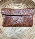 Brown Floral pouch bag