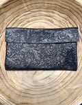 Black textured pouch bag