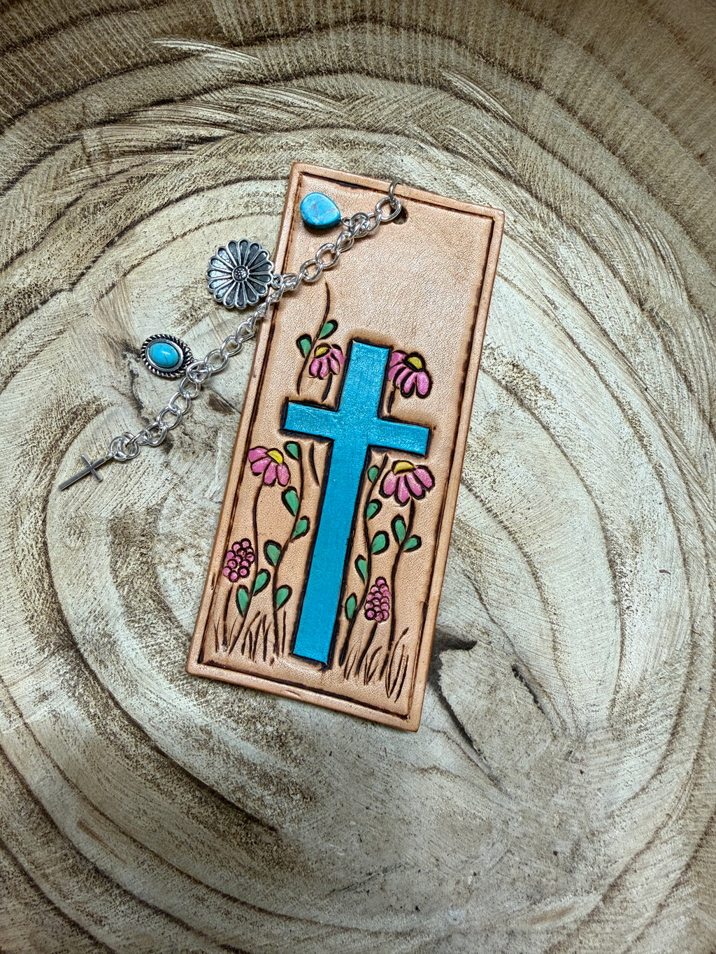 Cross & wildflowers bookmark