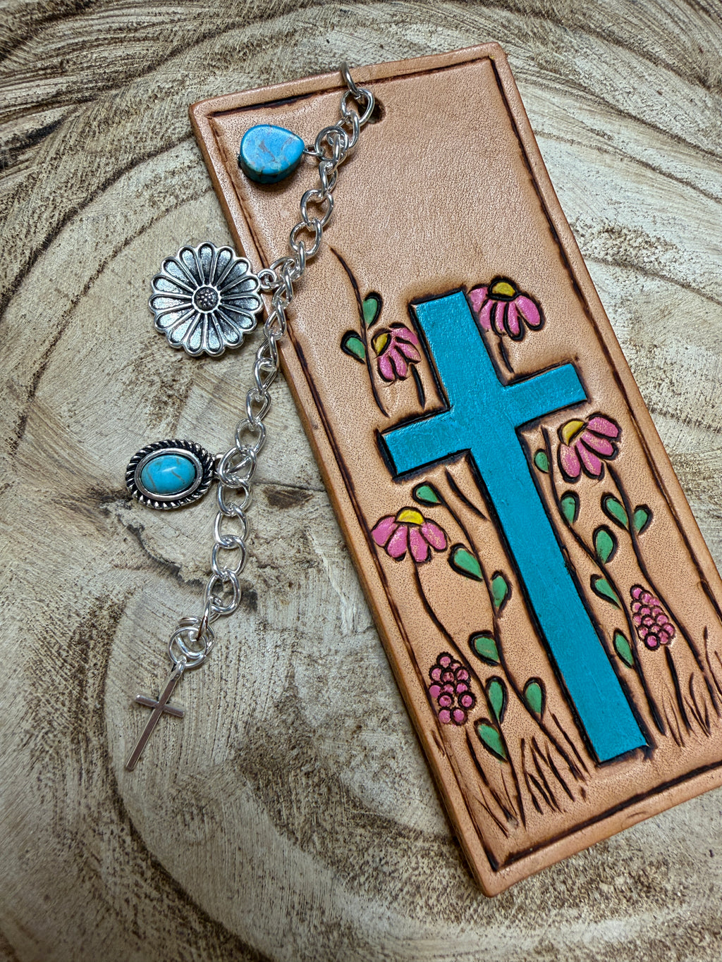 Cross & wildflowers bookmark